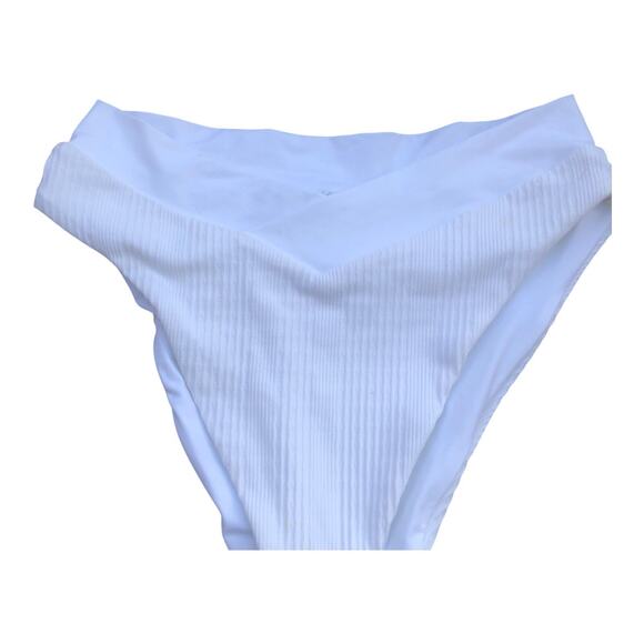 L Space Court Bitsy Cut White Ribbed Bikini Bottom Stretch Women's Sz Medium NWT - Picture 4 of 13
